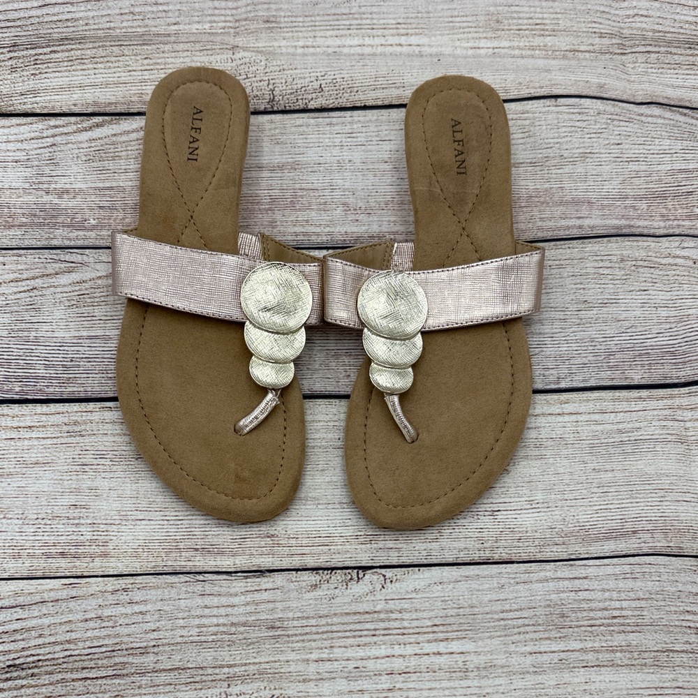 Alfani Women's Brown Sandals with Silver Details